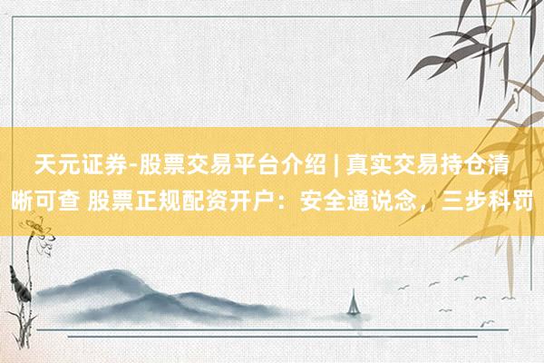 天元证券-股票交易平台介绍 | 真实交易持仓清晰可查 股票正规配资开户：安全通说念，三步科罚