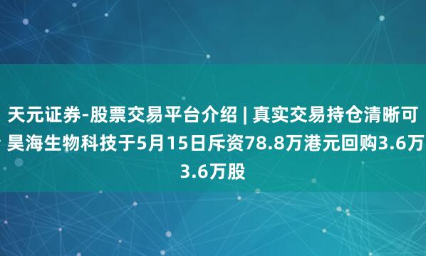 天元证券-股票交易平台介绍 | 真实交易持仓清晰可查 昊海生物科技于5月15日斥资78.8万港元回购3.6万股
