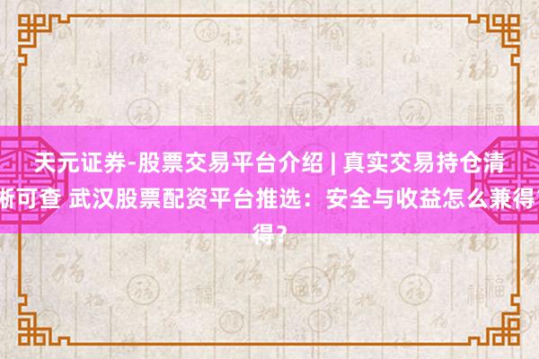天元证券-股票交易平台介绍 | 真实交易持仓清晰可查 武汉股票配资平台推选：安全与收益怎么兼得？
