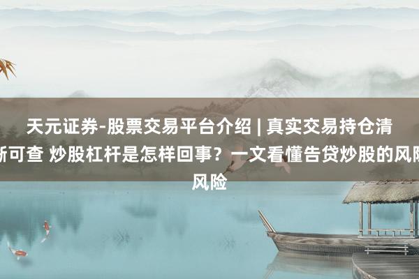天元证券-股票交易平台介绍 | 真实交易持仓清晰可查 炒股杠杆是怎样回事？一文看懂告贷炒股的风险