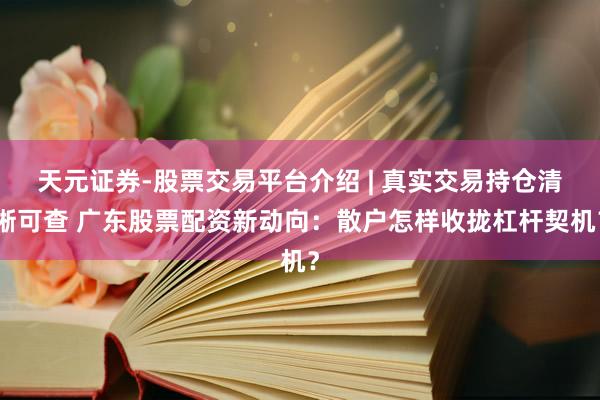 天元证券-股票交易平台介绍 | 真实交易持仓清晰可查 广东股票配资新动向：散户怎样收拢杠杆契机？