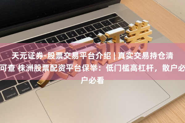 天元证券-股票交易平台介绍 | 真实交易持仓清晰可查 株洲股票配资平台保举：低门槛高杠杆，散户必看
