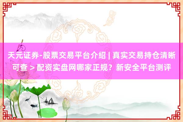 天元证券-股票交易平台介绍 | 真实交易持仓清晰可查 > 配资实盘网哪家正规？新安全平台测评