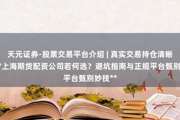 天元证券-股票交易平台介绍 | 真实交易持仓清晰可查 **上海期货配资公司若何选？避坑指南与正规平台甄别妙技**