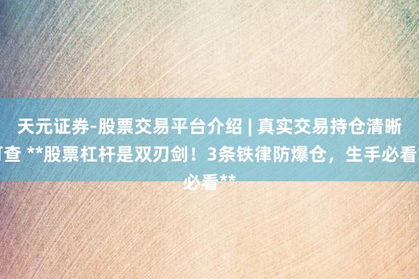 天元证券-股票交易平台介绍 | 真实交易持仓清晰可查 **股票杠杆是双刃剑！3条铁律防爆仓，生手必看**